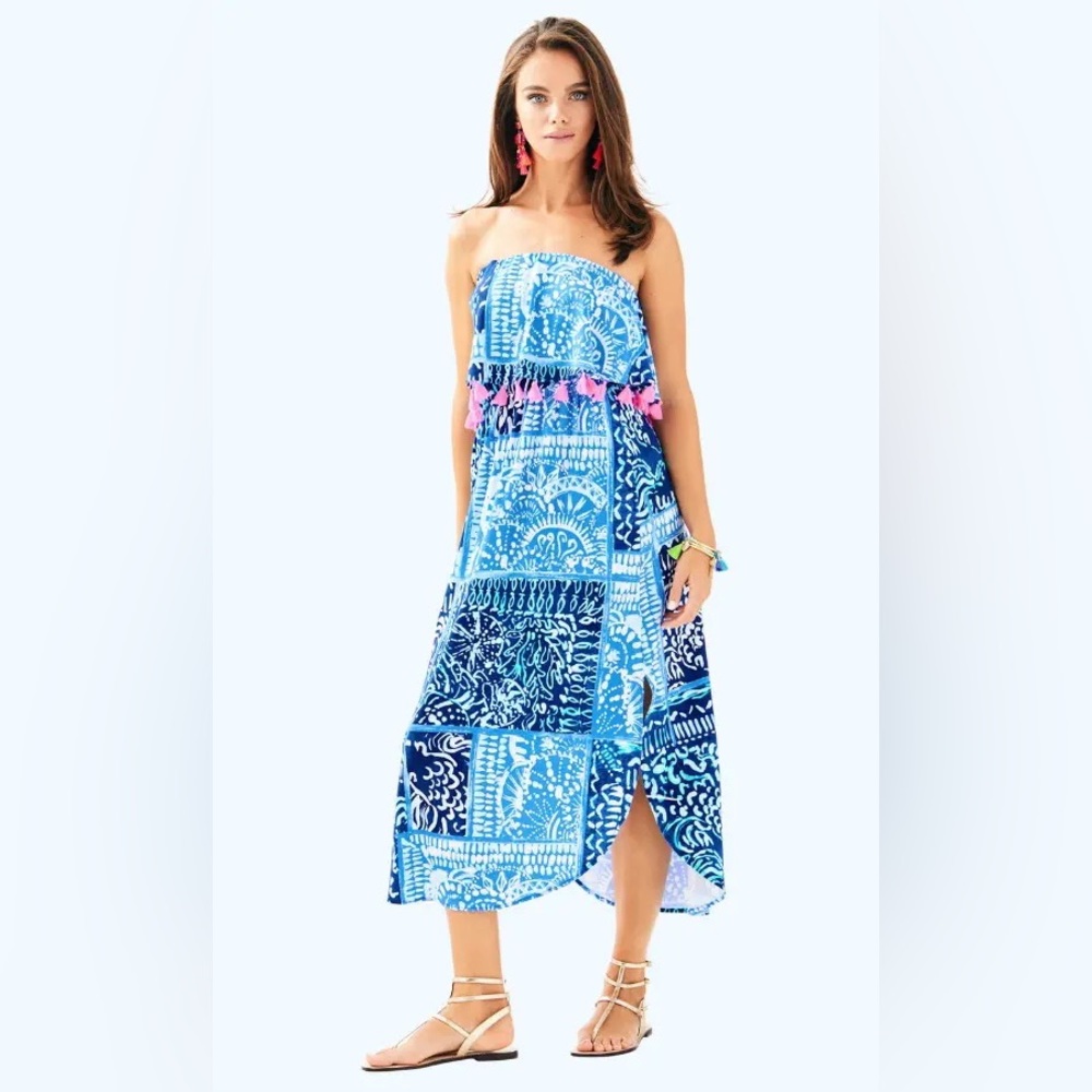 Lily Pulitzer Meridian Strapless Midi Dress, worn once, size XS